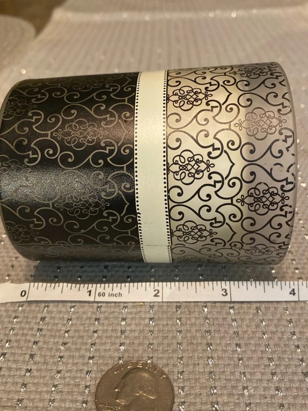Monogram L Decorative Glass Candle Holder - Black & Cream